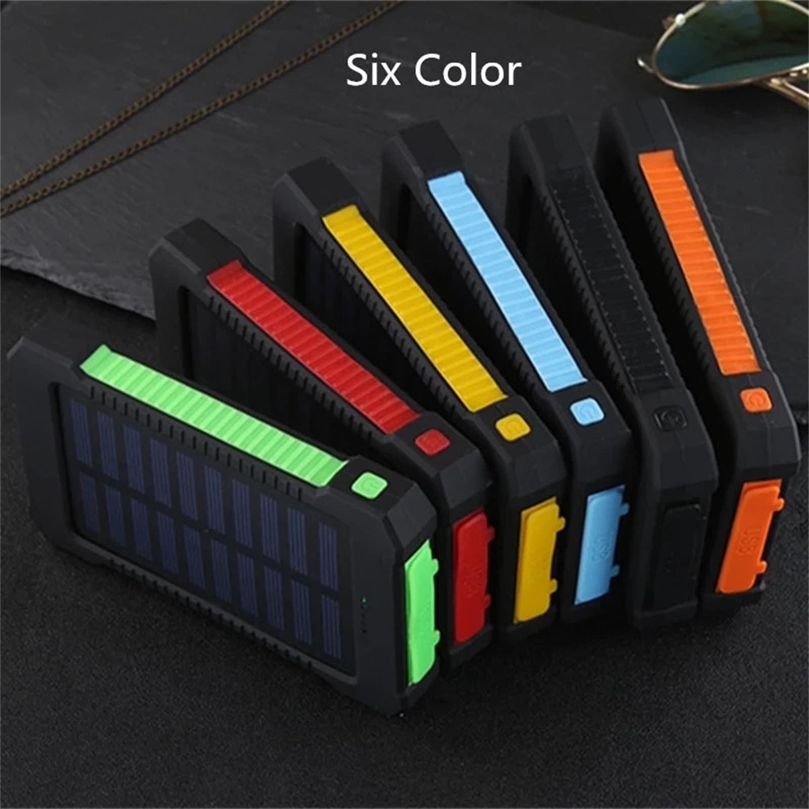 WFEI Banque Solar Power Bank étanche 80000mAh Chargeur Solaire 2 Ports USB Chargeur Externe Powerbank avec Chargeur Solaire léger à LED,Rouge