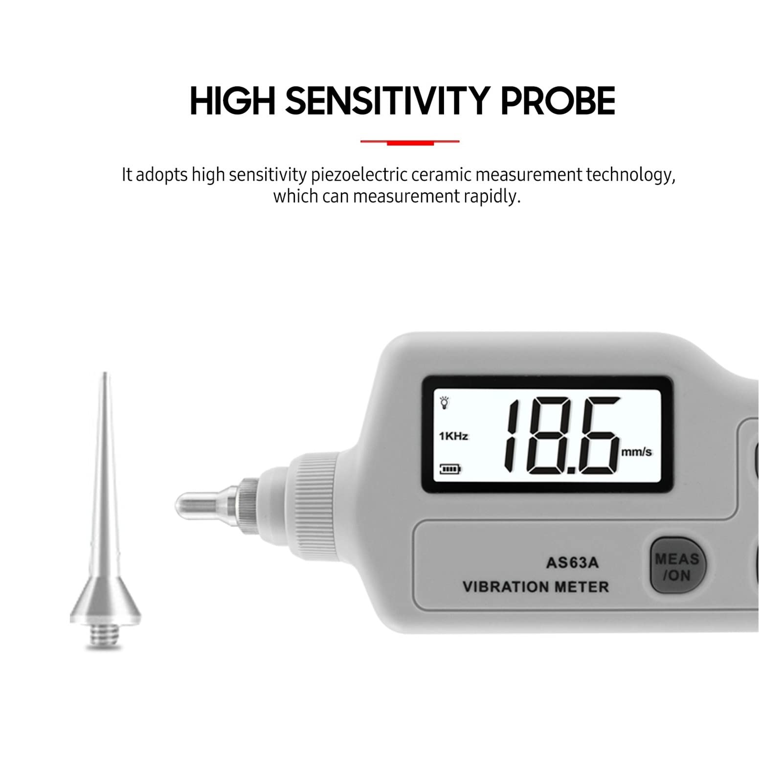 Miernik Wibracji, Cyfrowy miernik drgań z analizatorem ekranem LCD Tester wysokiej czułości Sonda