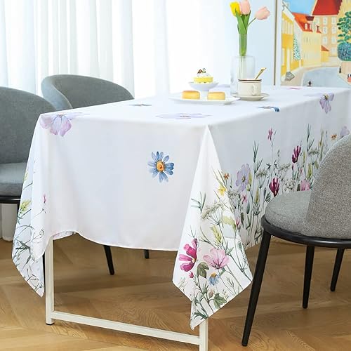 Miniatura 2 de ZYAWP Mantel para Interior y Exterior de Poliéster Resistente a Manchas y Arrugas con Estampado Floral, Mantel de Tela Limpiable para Mesa de