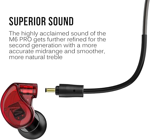 Miniatura 3 de MEE audio M6 PRO - Auriculares monitores intrauditivos para músicos, modelo de 2 generación con sonido mejorado, ganchos de alambre de memoria y