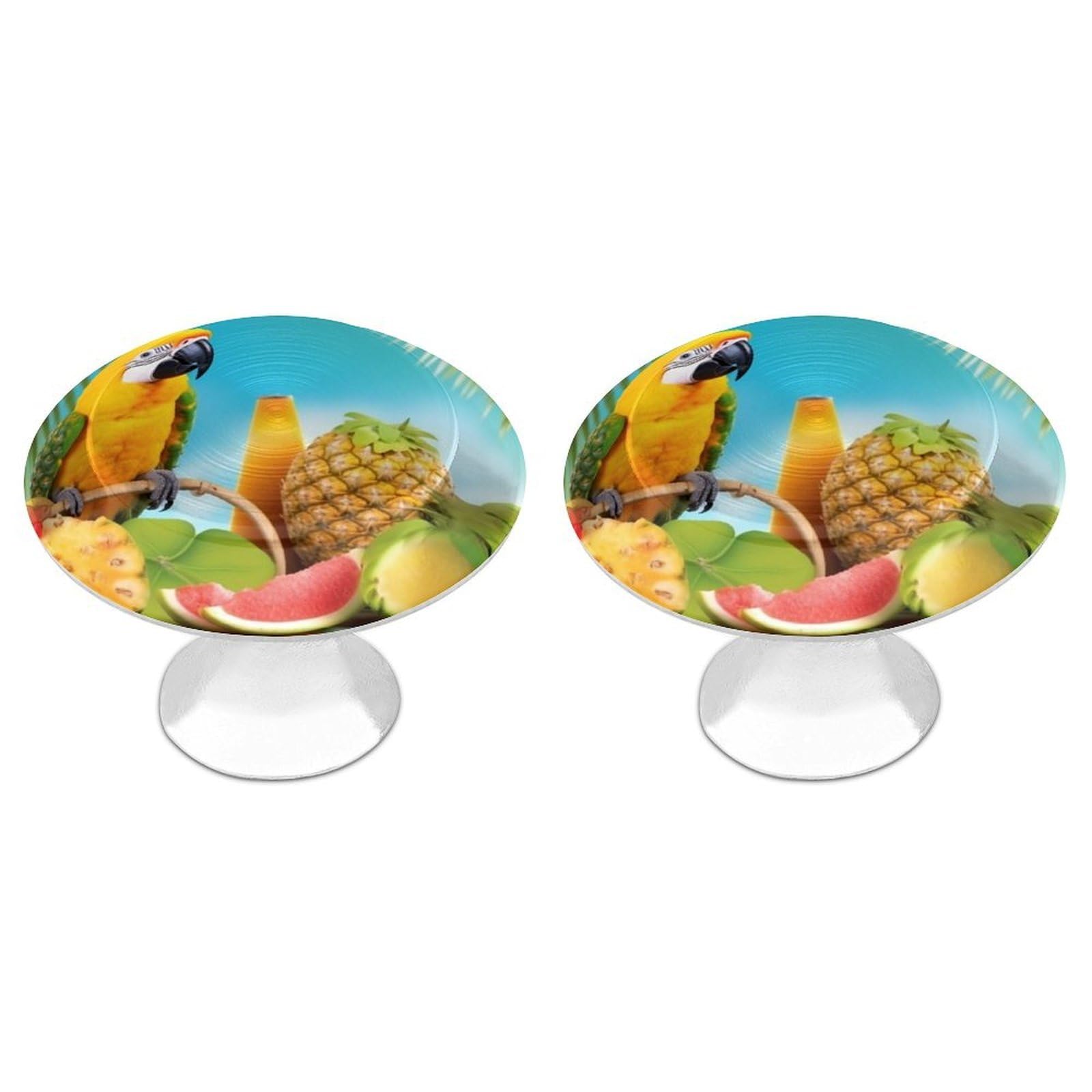Ntvowpzo Color-1 Cabinet Handles Round Drawer Pulls Summer Parrot Pineapple Birds Dresser Knobs For Cabinets And Drawers Handle For Bathroom Cupboard Drawers Cabinet Pulls For Kitchen Door