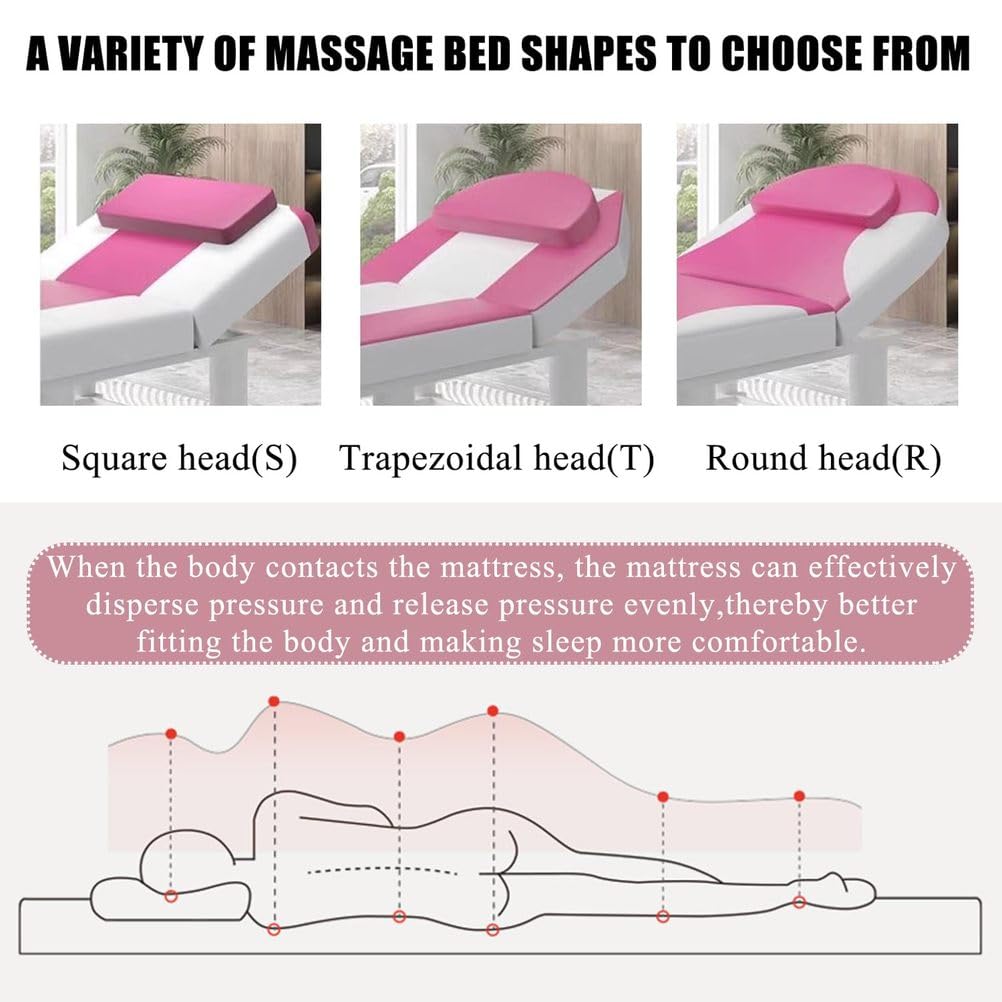 Topper De Colchón De Cama De Masaje De Espuma Viscoelástica De Látex Cojín Antideslizante para Cama De Pestañas con Orificio Topper De Mesa De Masaje De SPA 4 Cm,Blanca,70 * 185cm(S)