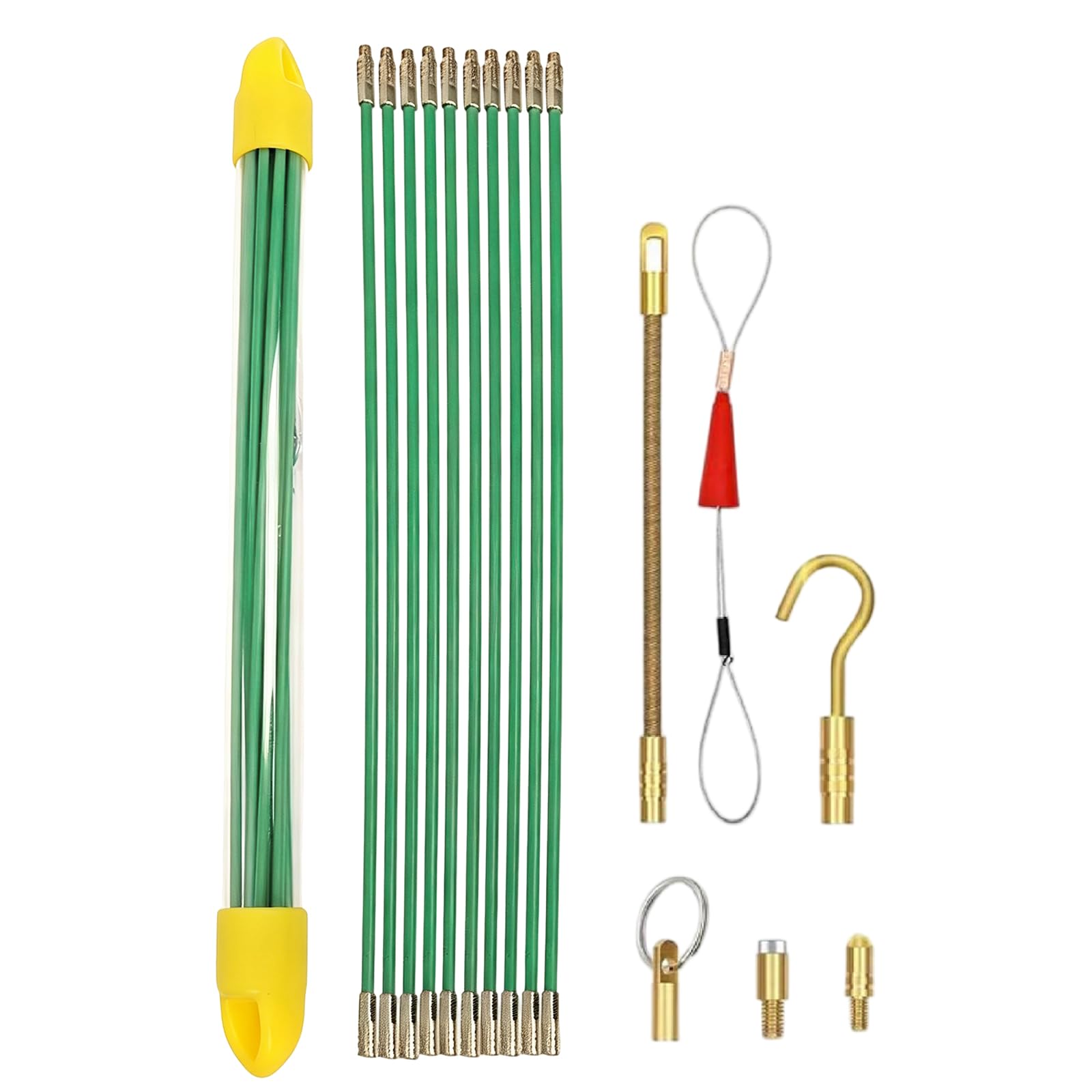 Kit pasacables con barras de fibra de vidrio de 4 mm y muelle guía para tubos corrugados