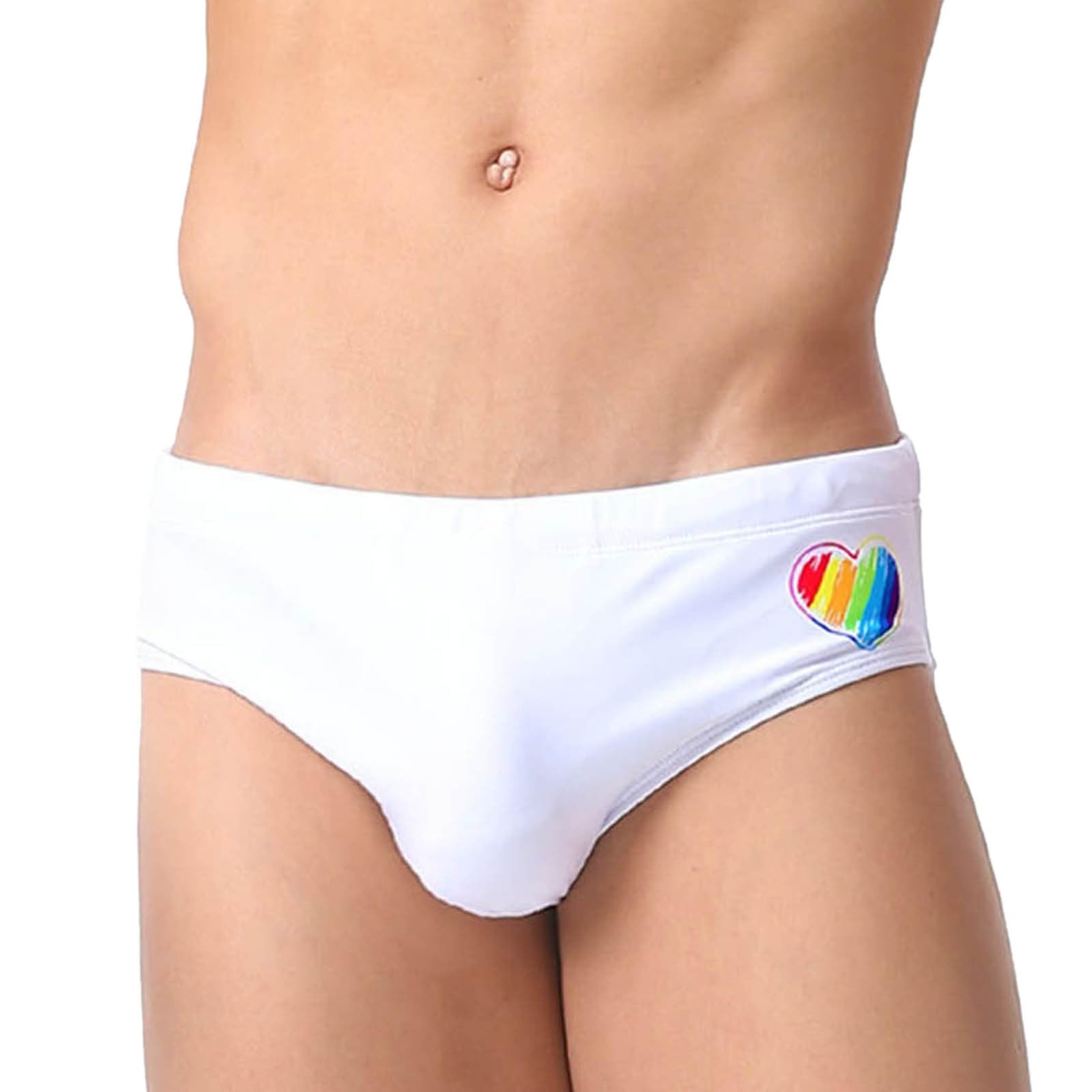 Genérico Bañador Hombre Slip Playa Corazones con Relleno Bañador Slip Hombre Deportivo Ropa de Baño Corto con Cordón Surf Bañadores Slips para Natacion Piscina
