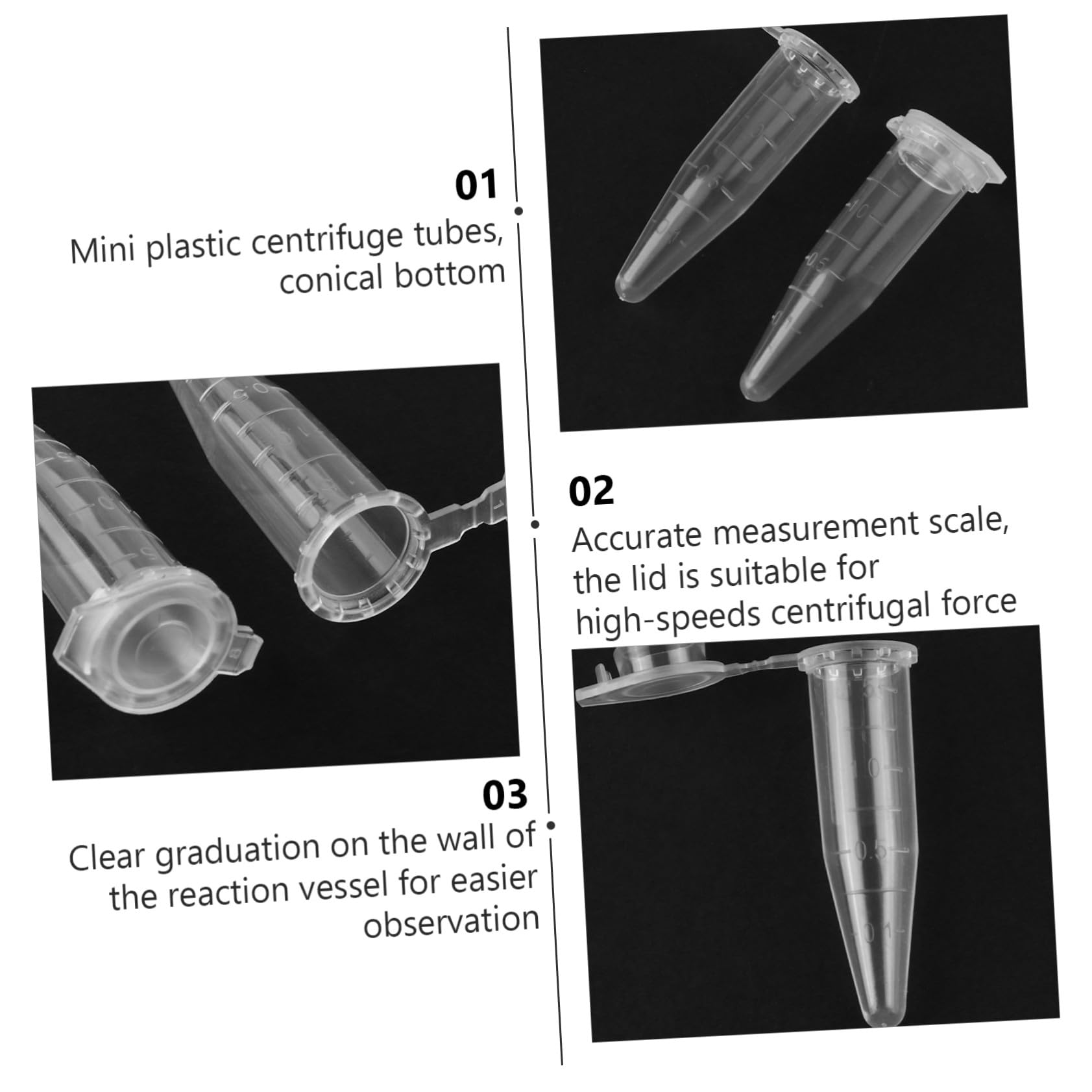 Alipis 1000pezzi Provette in Plastica da Fondo Conico Coperchi Adatti per Centrifuga Contenitori Trasparenti per Conservazione di Campioni Scala di Misurazione Accurata