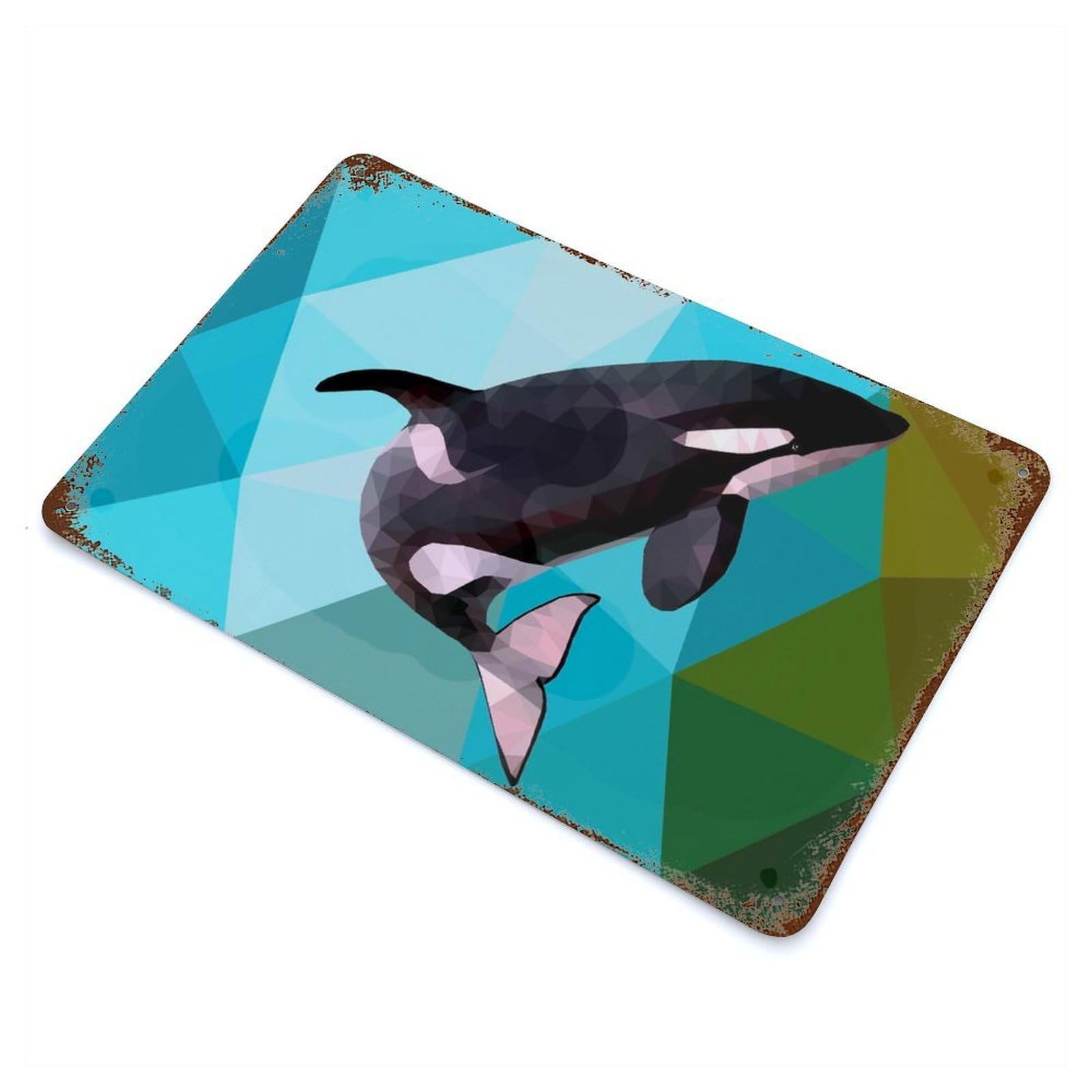 Retro Metal Sign with Killer Whale Design 11.8"x7.9", for Bistro, Counter And Cafe Decor, Shabby Chic Decor