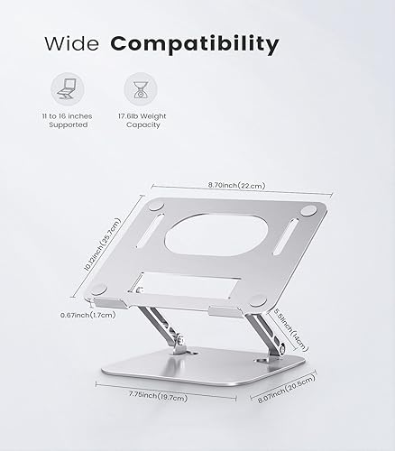 Miniatura 6 de Soporte ajustable para computadora portátil, soporte de aluminio resistente para computadora portátil, soporte plegable para laptop, elevador