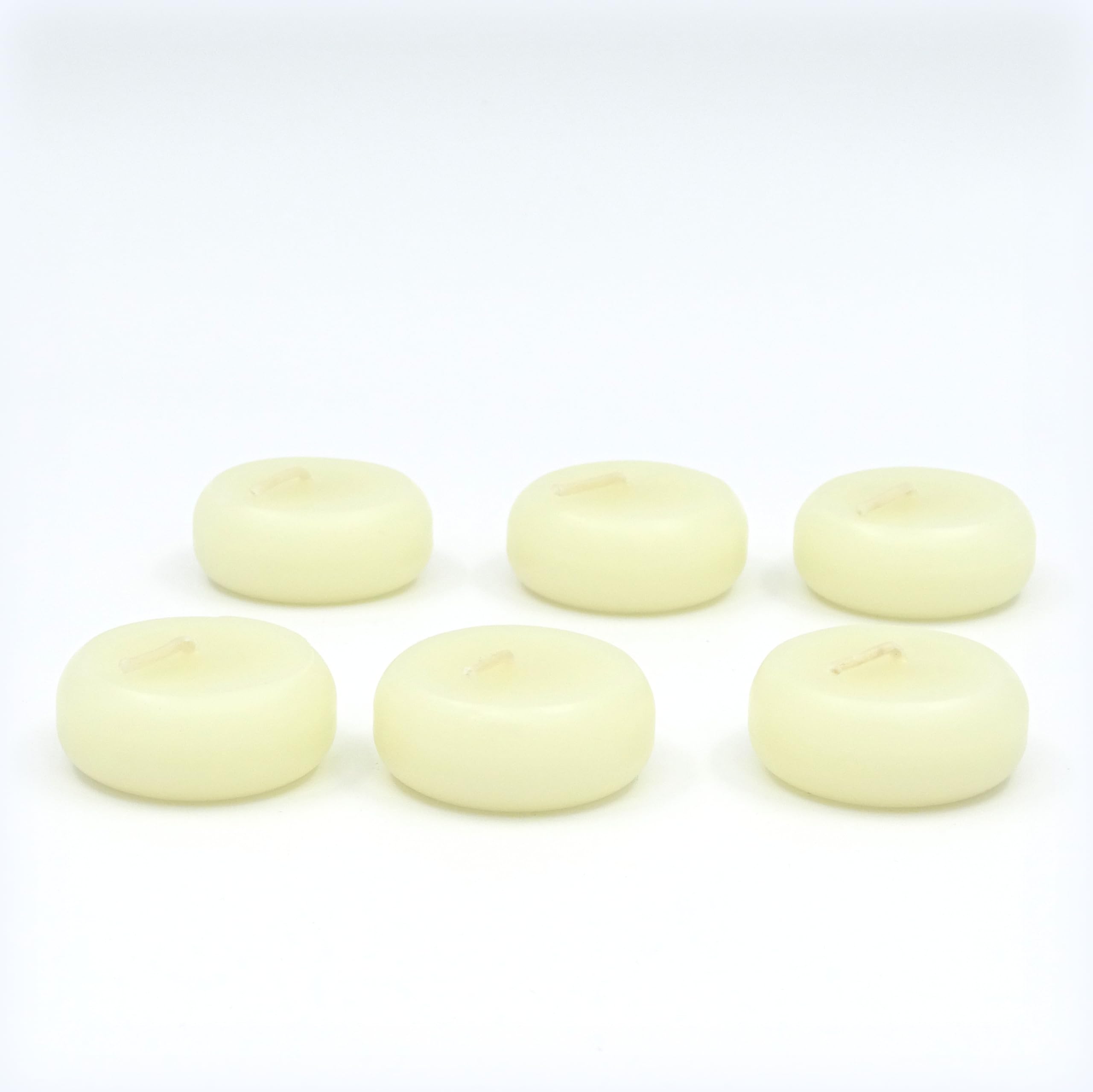 Beeswax Floating Candles, Ivory Round Shaped Candles for Vases, Centerpieces at Wedding, Party, Pool, Holidays (12)