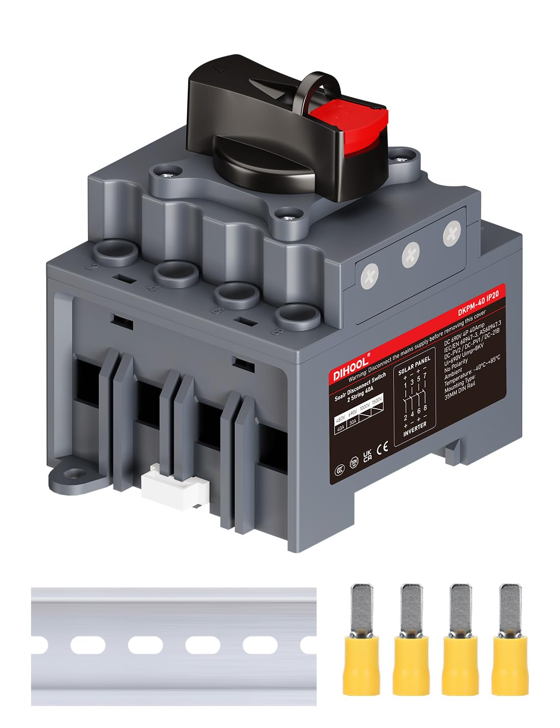 Solar PV DC Isolator Switch 32A DC 1200V Breaker Disconnect Switch IP66 Waterproof