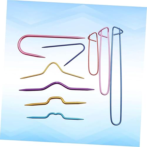 Miniatura 4 de SEWACC 18 piezas de soporte de hilo agujas torcidas agujas de tejer a mano, agujas de lana con agujas de tejer, soporte de agujas, soporte para