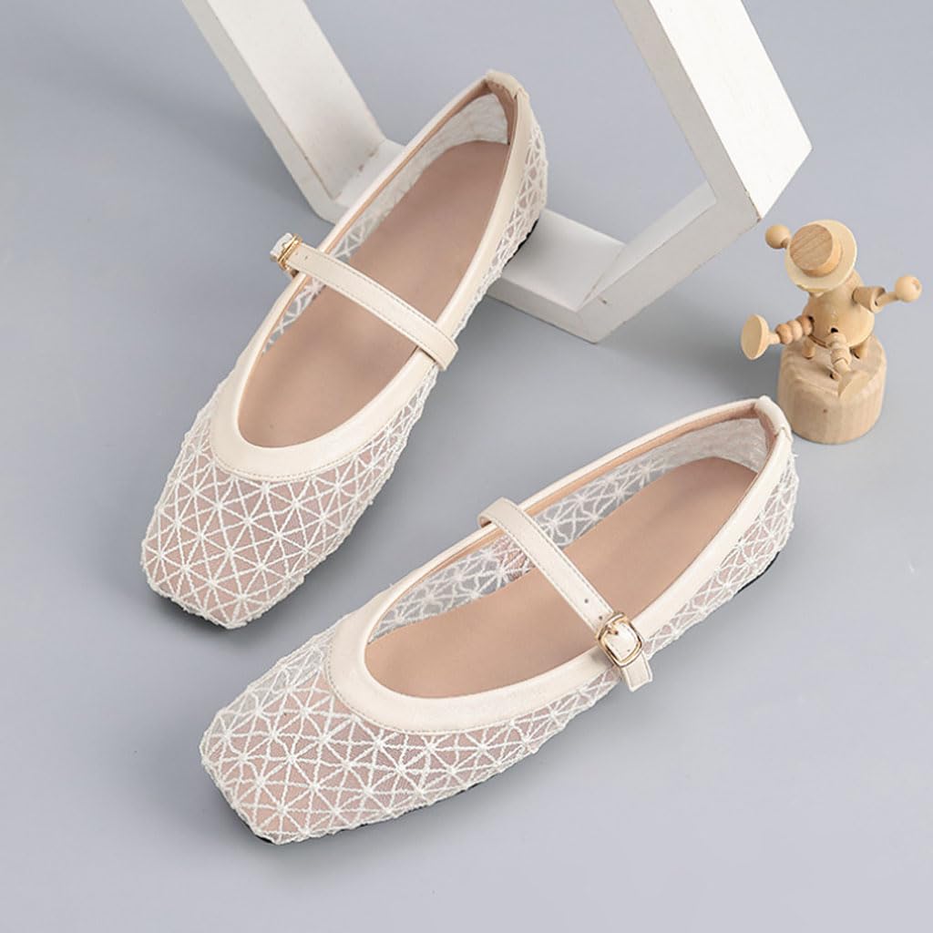 Ballerine da Donna comode con Cinturino, Ballerine in Rete, Scarpe Mary Jane Traspiranti da Donna, Eleganti Slip-on per Ufficio, Tempo Libero e Vacanze