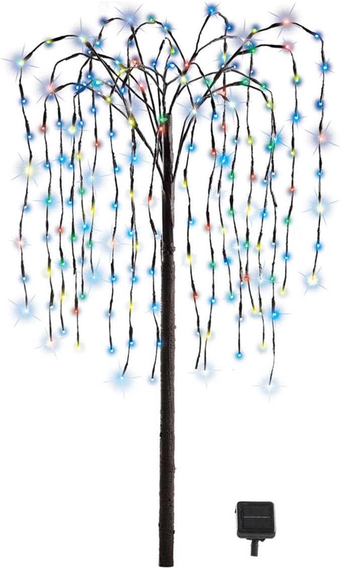 USP-Tradex Solar Willow Tree with 200 LED Lights – 54" H Outdoor Lighted Tree (Multi-Color)