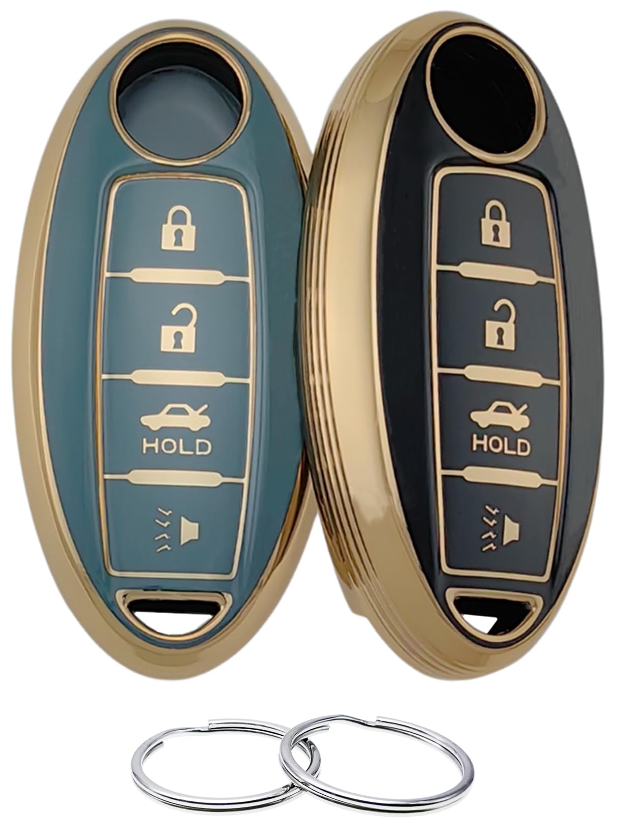 REPROTECTING TPU Key Fob Cover Compatible with 2007-2019 Nissan 350Z 370Z Altima Armada GT-R Maxima Murano Pathfinder Rogue Select Sentra Titan Versa Note Xterra Black/Grey