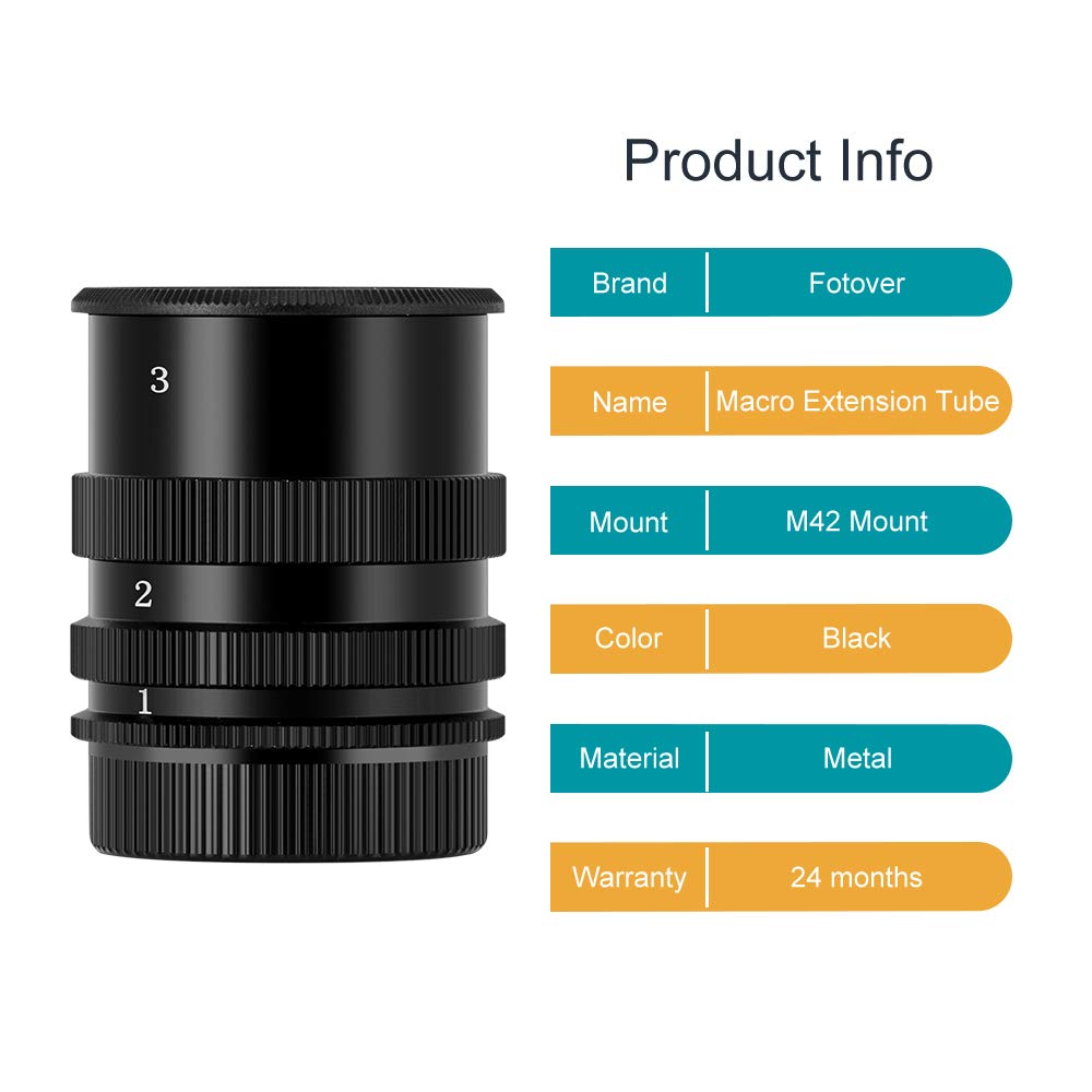 Makro Verlängerungsrohr Macro Extension Tube Metall Mount Ring for M42 42mm Screw Mount Kameras Mit Körper Hinterer Objektivdeckel
