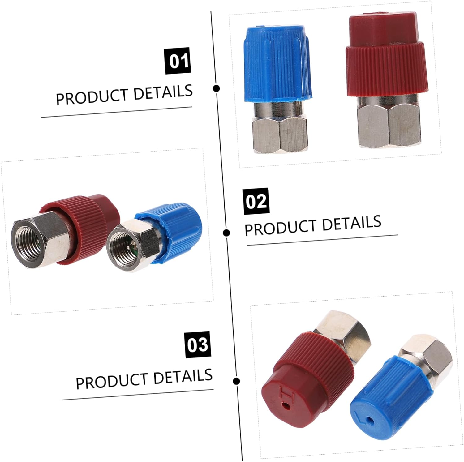 2pcs Internal Thread Adapters for Auto Manifold Coupler High Pressure Quick Connector Adapter Car Air Conditioning Fitting