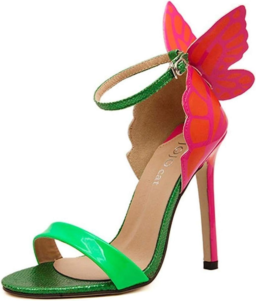 MayBest Women's Fashion Butterfly High Heel Sandals Party Shoes 4 Green