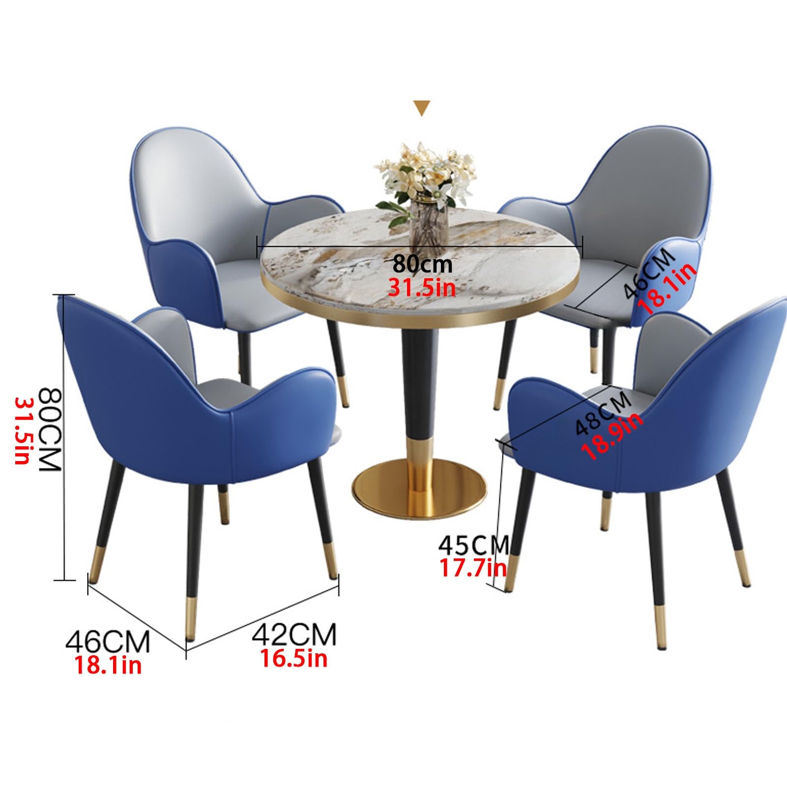 Modernes Esstisch-Set Mit 4 Stühlen - Runder Marmortisch Für Küche & Wohnzimmer