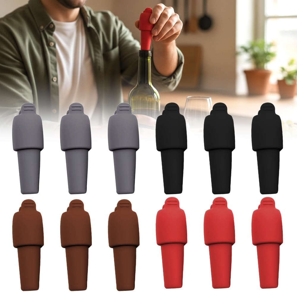 Silicone Wine Stopper for Wine Bottle, 2026 New Reusable Sparkling Wine Bottle Stopper Seal Bottle Cover, Glass Bottle Sealer Cover Caps Cork for Beer Champagn Home Restaurants Bar (3 Sets)