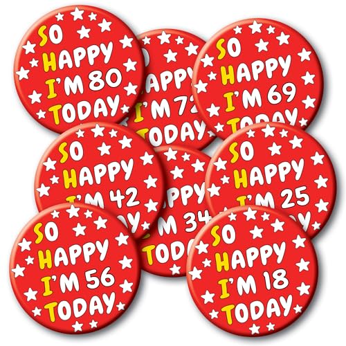 49th Birthday Badge – 76mm So Happy I’m 49 Today Pin Badge Button Funny Rude Birthday Gift for Adults