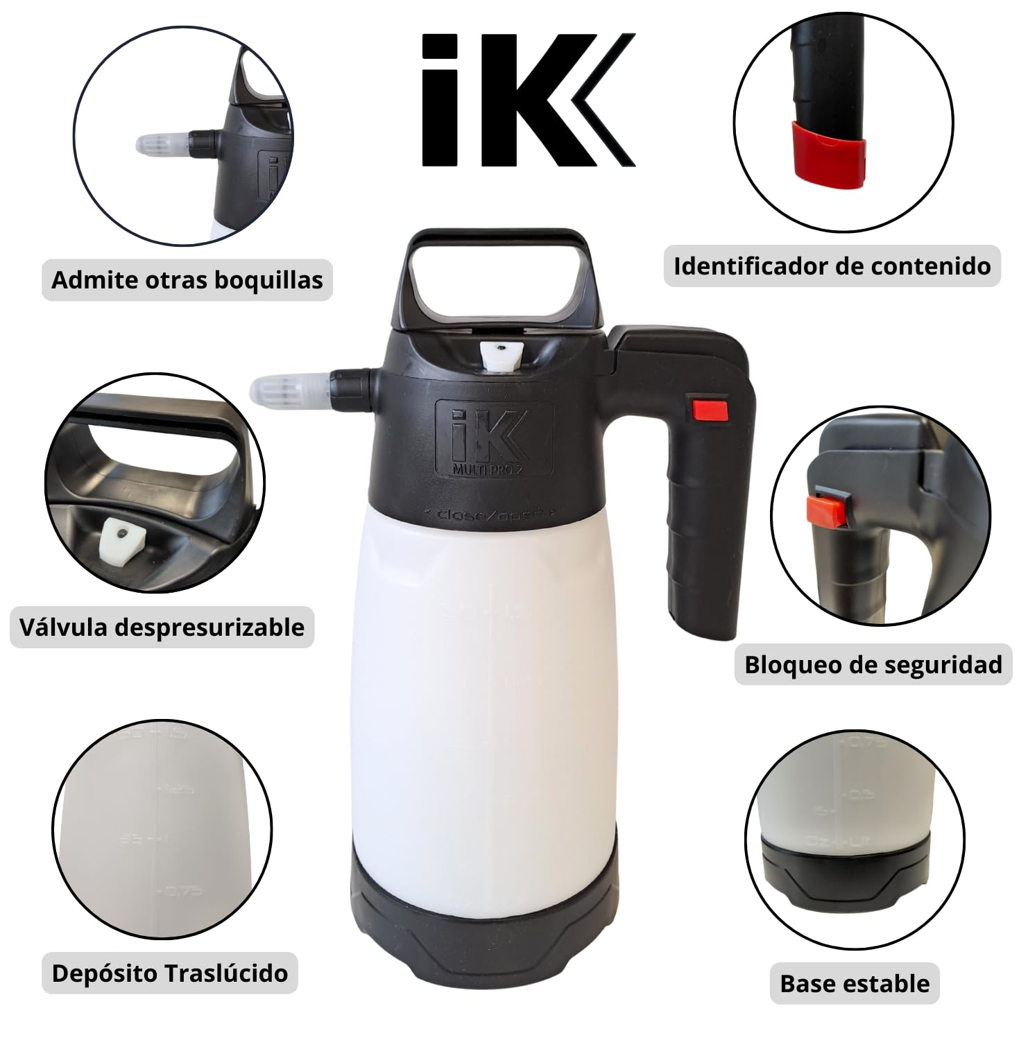 IK Pulverizador a Presión Profesional 1,5L - Apto para Ácidos y Químicos Agresivos - Limpieza y Desinfección - Construcción, Industria y Control de plagas - Multi Pro 2 - Hecho en España