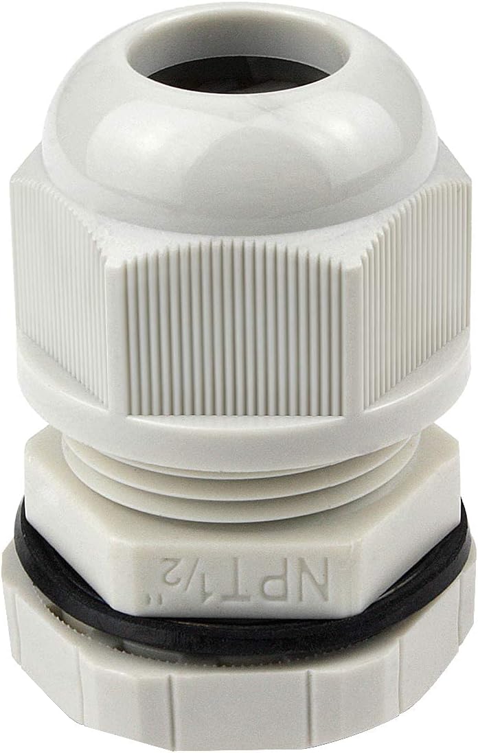 XHF 25 Pcs 1/2" Nylon Waterproof NPT Cable Glands IP68 UL Listed and RoHS Compliant Grey