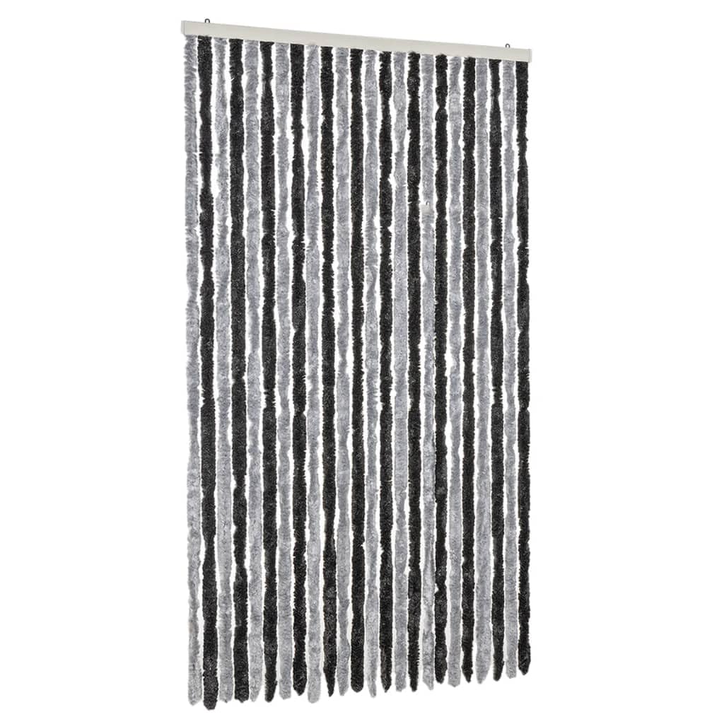 vidaXL Fly Curtain, Fly Screen for Window Living Room Doorways, Door Curtain for Decorations, Fly Blind, Grey and Black 100x200 cm Chenille