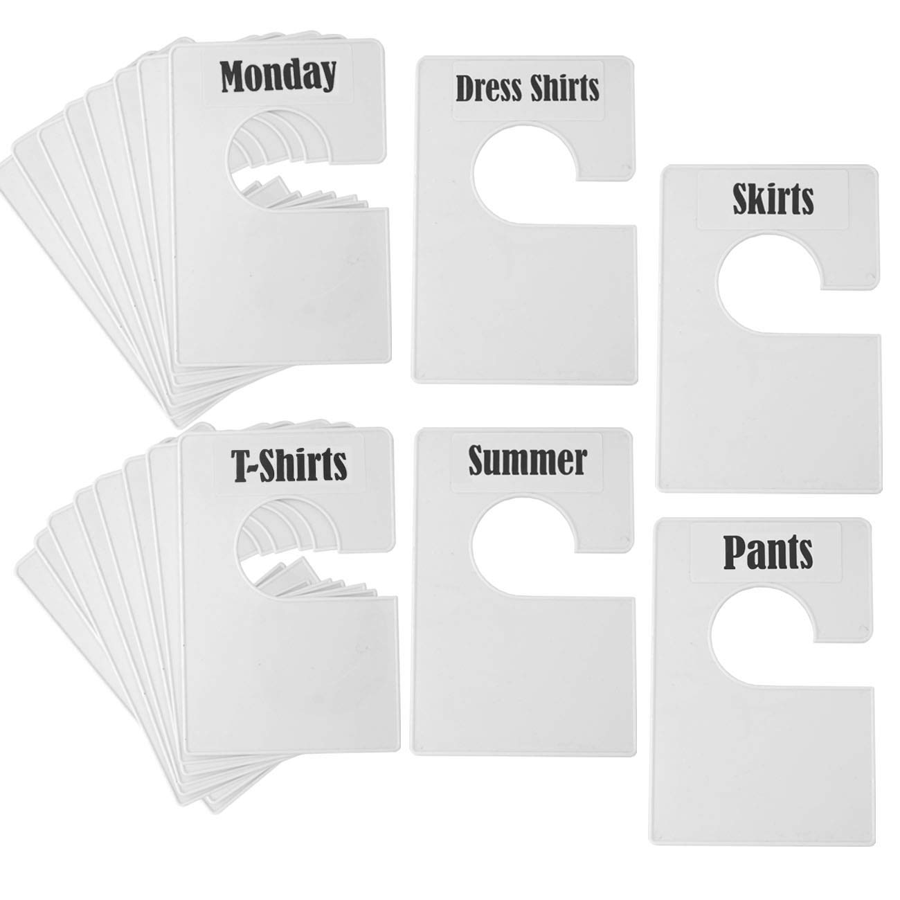 32 Pack Large Closet Clothing Wardrobe Dividers, White Rectangular Closet Organisers Arrange Clothes by Clothing Type Or Age, Plus 150 1 inch Labels and 40 Large Blank Labels(Pearl White)