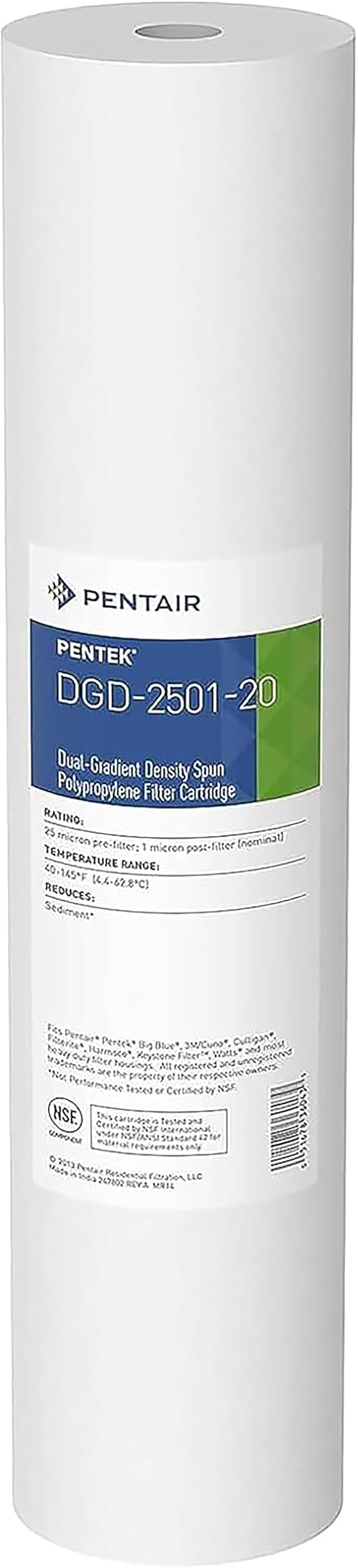 Pentek DGD-2501-20 Spun Polypropylene Filter Cartridge, 20" x 4-1/2"