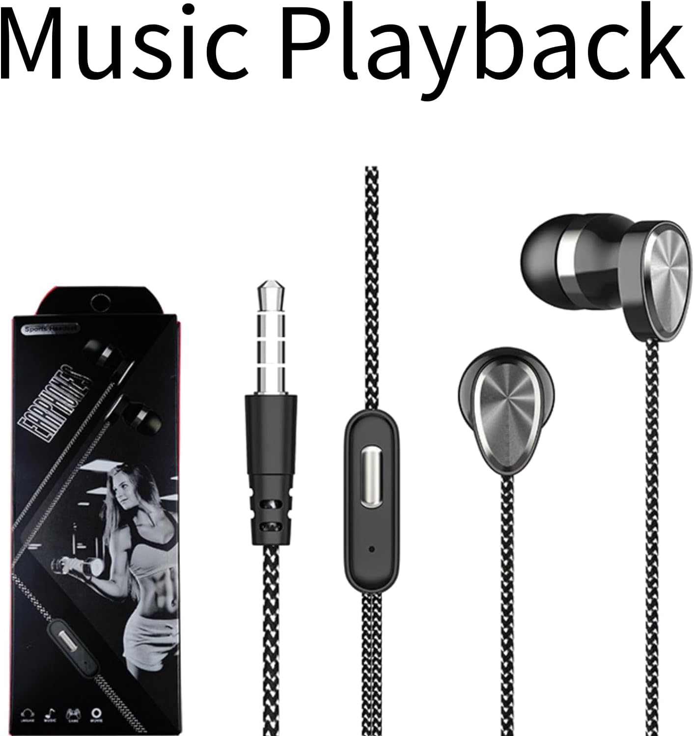in-Ear 3.5mm Bass Sports Headphones for Gaming and Sports Travel(Black), Blue