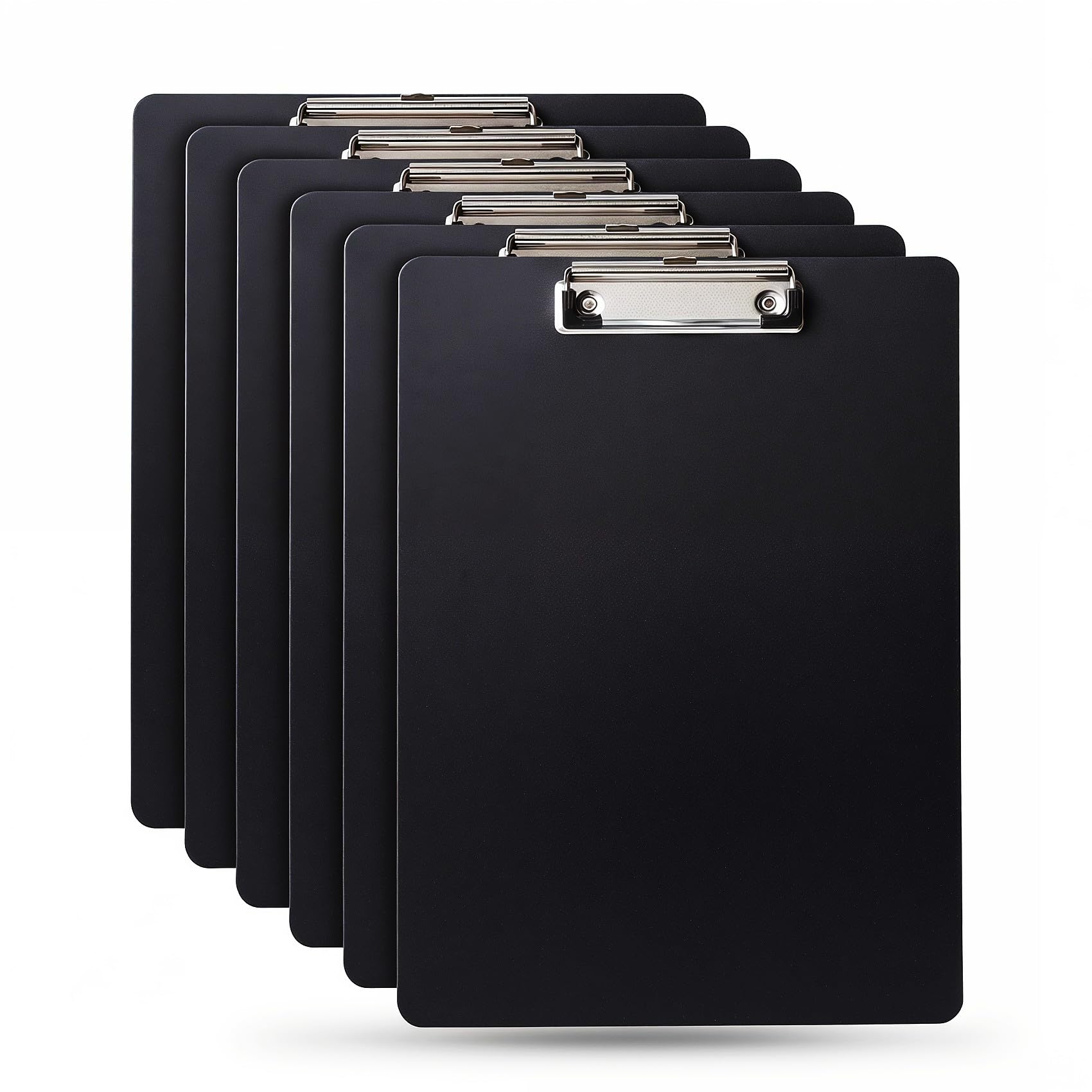 CHDEXU Plastic Clipboard A4 Pack of 6, Clipboard Folder with Retractable Hook for Office and Business Supplies, Black Clipboards Holds 100 Sheets