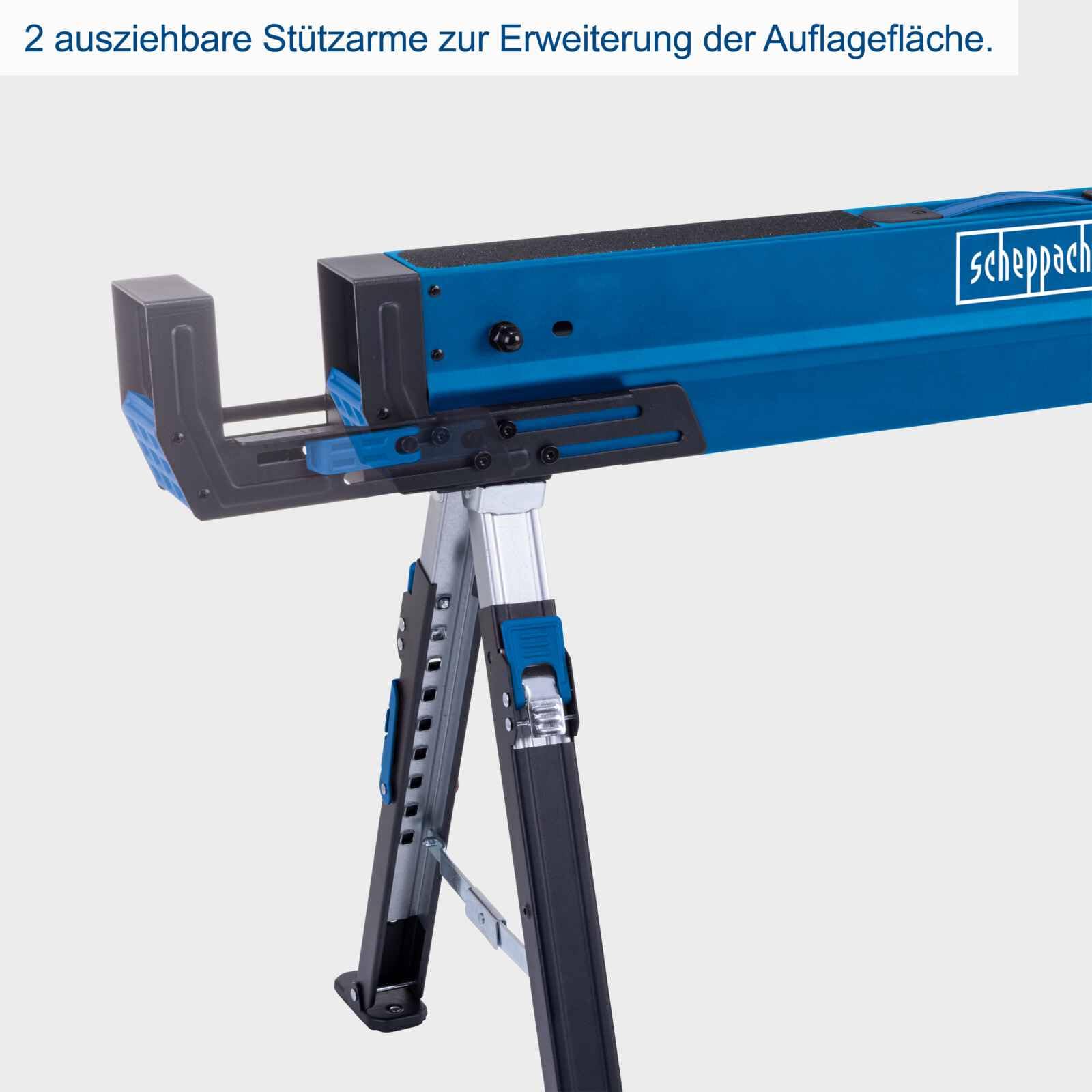Scheppach Arbeitsbock MWB700 Set | 1200kg / 600kg Traglast | ausziehbare Seiten | 615-820mm Variable Arbeitshöhe | Sägebock Untergestell Arbeitstisch | 2 Stück | rutschfeste Füße & verstellbare Beine