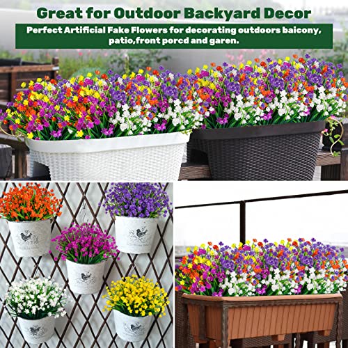 Image of Lnoicy Artificial Flowers for Outdoor,10pcs Plastic Flowers Decoration, Plants for Indoor Outside Garden Home Wedding Farmhouse(5 Color)
