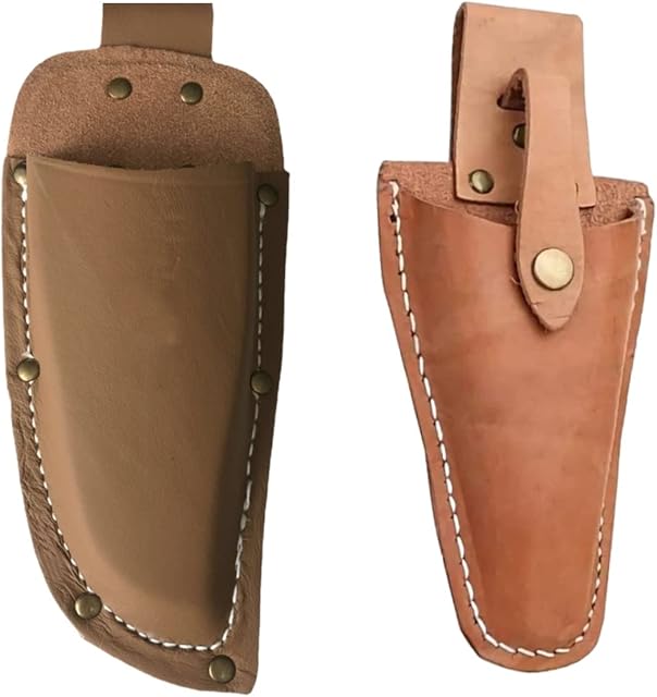 AKAMAS 2pcs Professional Garden Pruning Shear Leather Sheath Tool Holsters Belt Holder Pouch Bag Holder Waist Belt for Pruning Shears, Scissors or Garden Knife (Random Color,One big and one small)