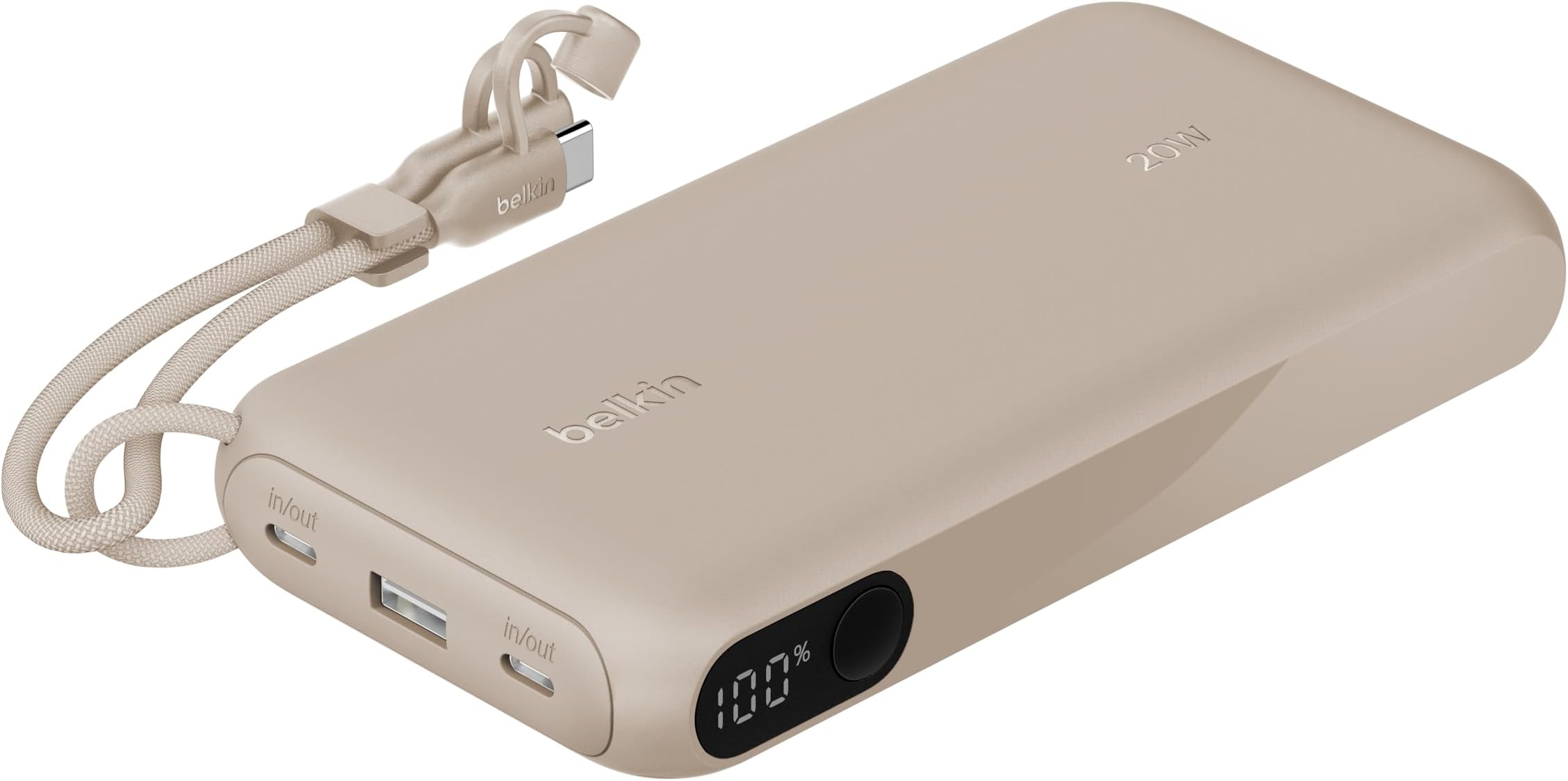 Belkin BoostCharge BPB028fqSD Mobile Battery with Disney Play (20,000 mAh, 20 W, Built-in USB-C Cable), Up to 20 W, PPS Compatible, Supports iPhone & Android Smartphones, Simultaneous Charging