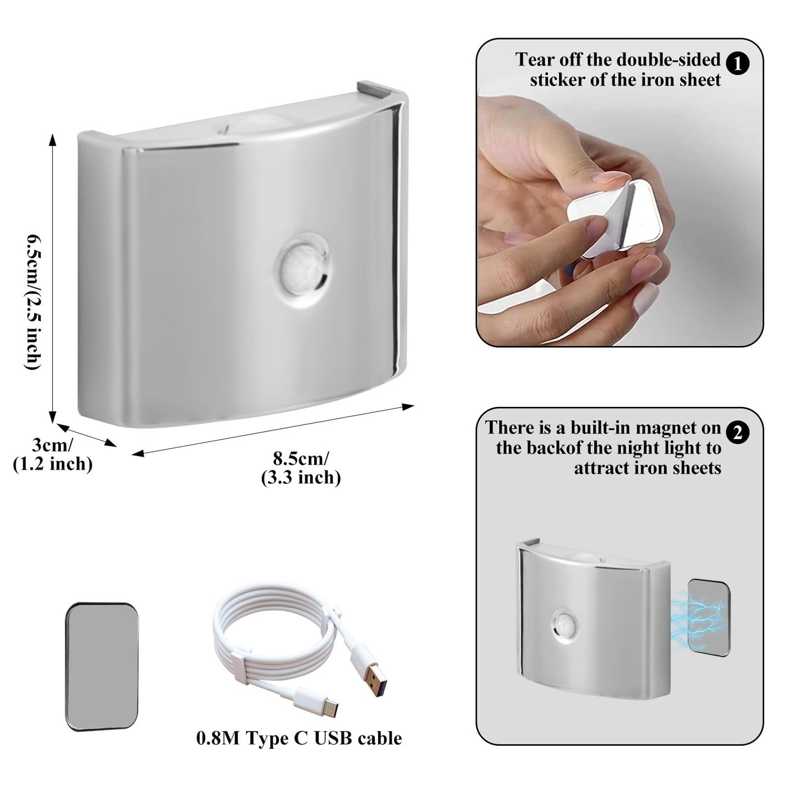 Luz Del Sensor De Movimiento Con Batería Recargable, 1200 Mah Mordern Control Táctil Atenuable 3 Niveles De Brillo De Pared, Para Sala De Estar Dormitorios Pasillos