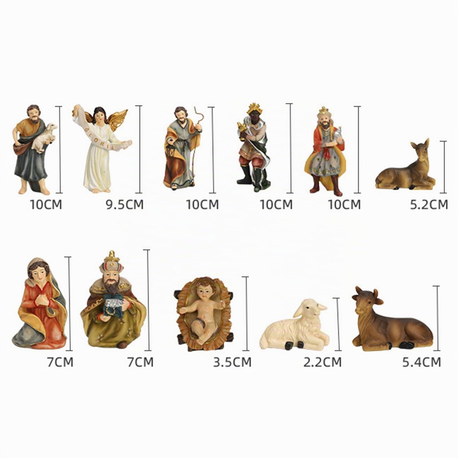 Krippenset mit 11 Figuren, Weihnachtskrippe handgefertigtes Weihnachtskrippenset Weihnachtskrippe mit Krippenfiguren Weihnachtsdekoration