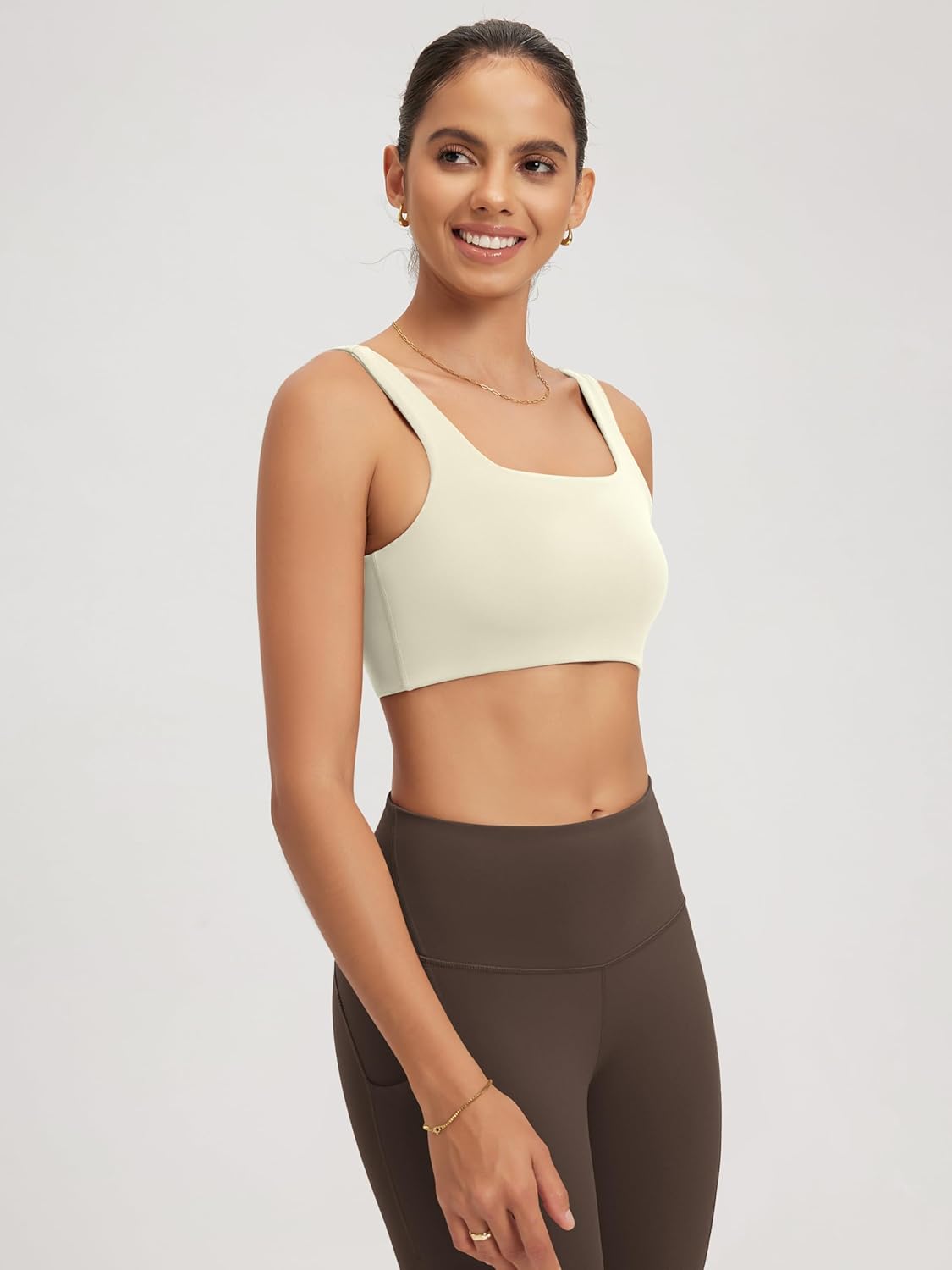 ODODOS Square Neck Sports Bra for Women Wirefree Non Padded Yoga Tank Workout Crop Tops - Image 3