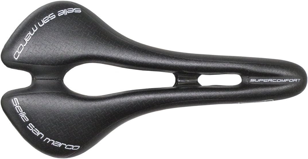 Selle San Marco - Aspide Supercomfort Open-Fit Dynamic Wide, Gravel Bike Saddle with Wide Seat and Oversized Gel Padding, Curved Shape and a Steel Alloy Rail - Black - L2