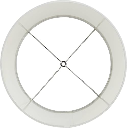 Miniatura 5 de Pantalla de lámpara de tambor mediana blanca con borde de cristal, parte superior de 13 pulgadas x 15 pulgadas inferior x 10 pulgadas de alto x 10