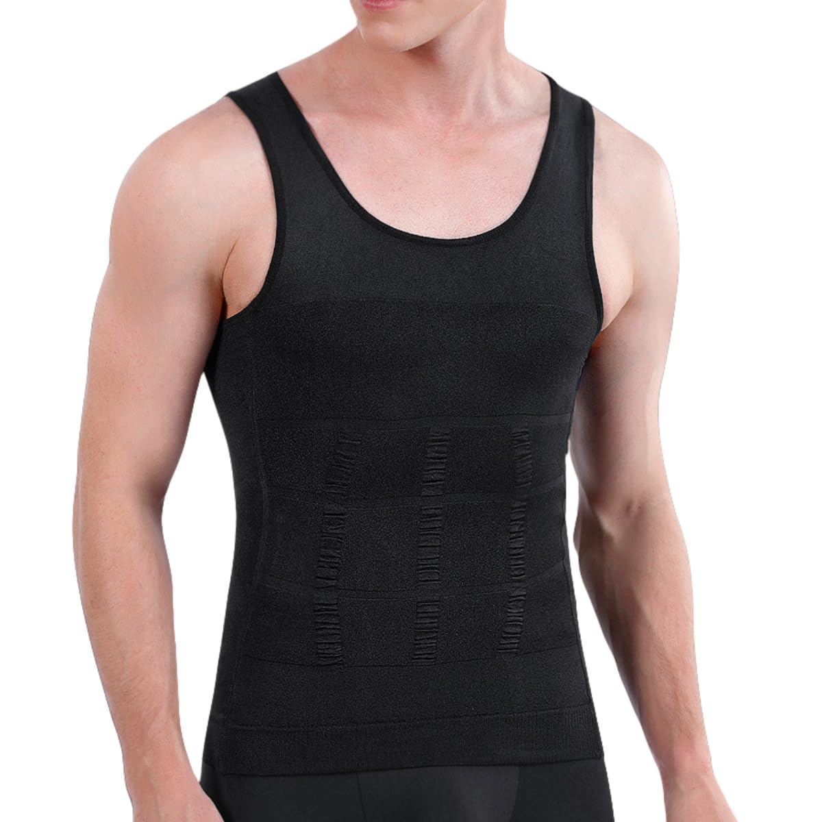 Slimming Compression Vest for Men, Sleeveless Men's Body Shaper Tank Tops, Seamless Plain Workout Undershirts Muscle Vest, Casual Compression Tops for Men Tummy Control Body Shaper Abdomen Undershirt