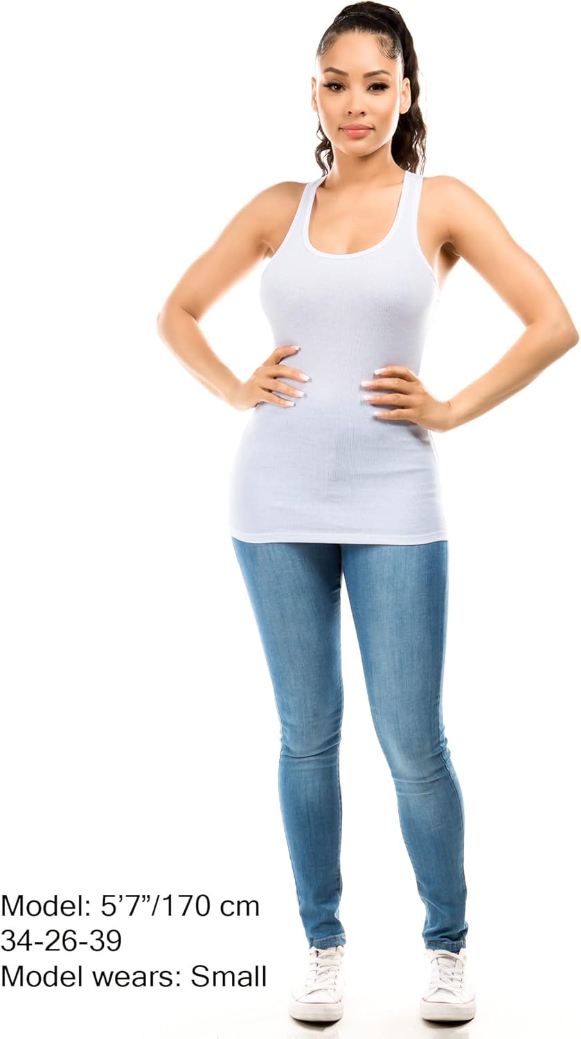 Cotton Ribbed Racerback Tank Tops for Women Basic Workout Athletic Tanks Gym Tank Top Yoga Shirts Pack 1-4 - Image 4