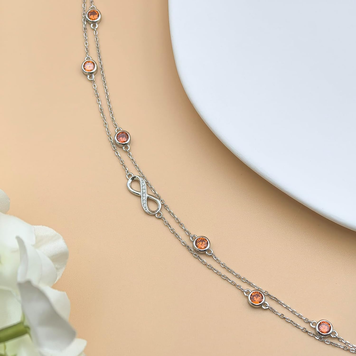Wasee Bracelet/Anklet for Women 925 Sterling Silver Birthstone Bracelet Birthday Adjustable Anklets Jewelry Gifts for Women