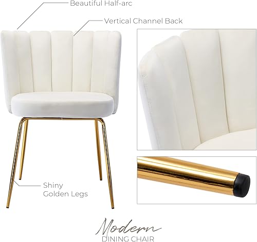 Miniatura 3 de Juego de 2 sillas de comedor modernas de terciopelo, elegantes sillas auxiliares tapizadas para cocina y comedor, cómoda silla de maquillaje para