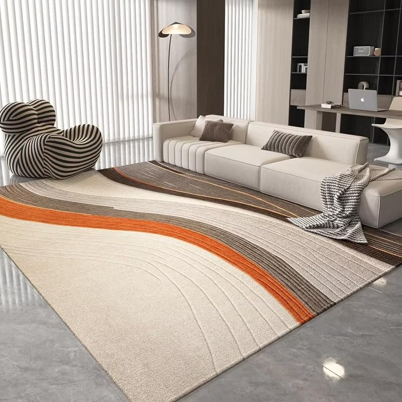 Tapis salon crème moderne 240x240 pour une ambiance table basse chaleureuse