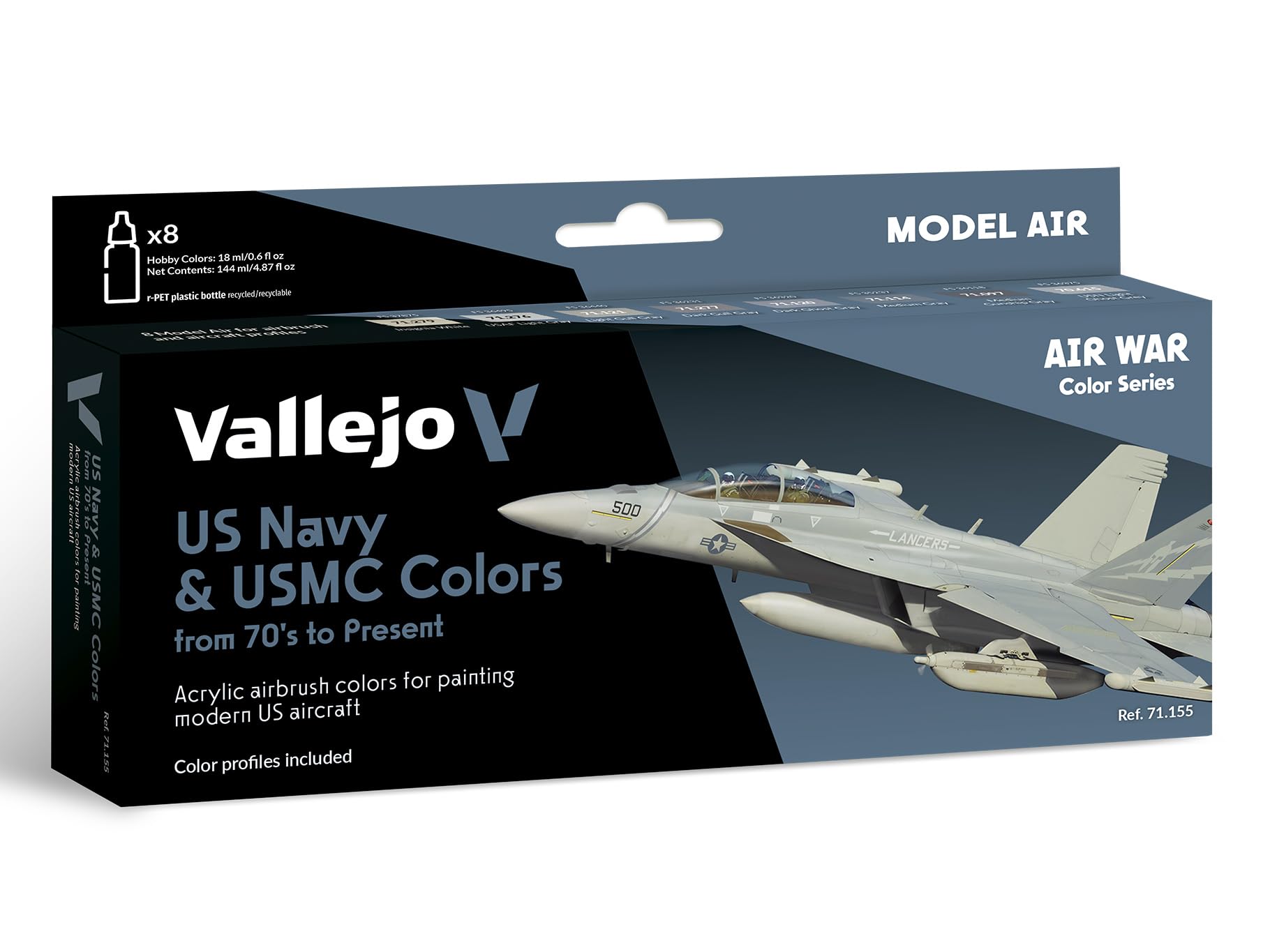 Vallejo Model Air USN Set 71155 US Navy & USMC Colors from 70's to present (8)