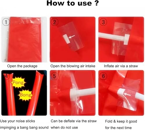 Miniatura 7 de 50 palitos de trueno inflables para estadio ruidosos Bam Bam Cheer barra de soplado palos inflables para explotar ruidosos palos de baloncesto