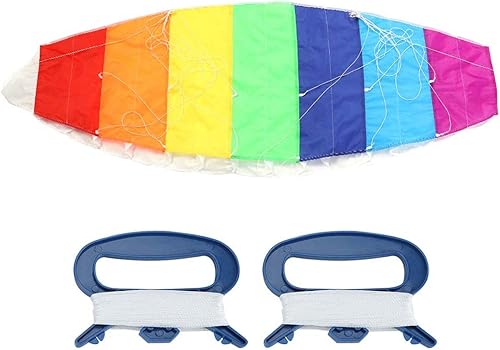 4.6 ft6.6 ft8.9 ft Color Doble Línea Stunt Power Sports Kite Outdoor Seaside Beach Toy con mango con doble línea de 98.4 ft, adecuado para volar en