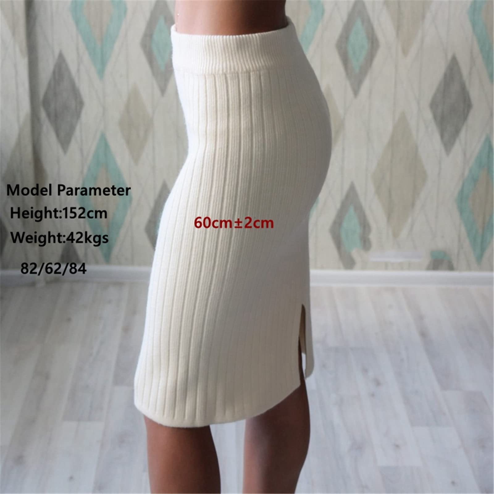 60-80 CM Banda Elastica Donne Gonne Autunno Inverno Caldo Maglia Gonna A Costine Mid-Lungo Gonna Nero