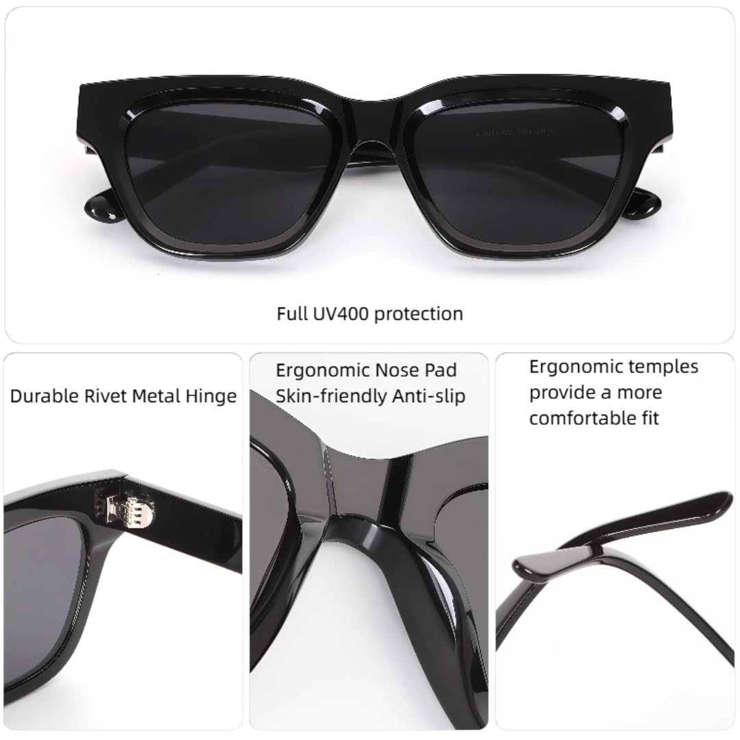 Gafas de sol rectangulares de moda con montura de acetato, estilo retro, para conducir, protección UV400.