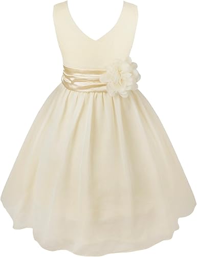 Yizyif Enfant Fille Robe Princesse Demoiselle D Honneur Mariage Robe Ceremonie Soiree Bal Mousseline Robe Sans Manche V Cou Robe Ceinture A Fleur Robe Anniversaire 2 14 Ans Amazon Fr Vetements Et Accessoires